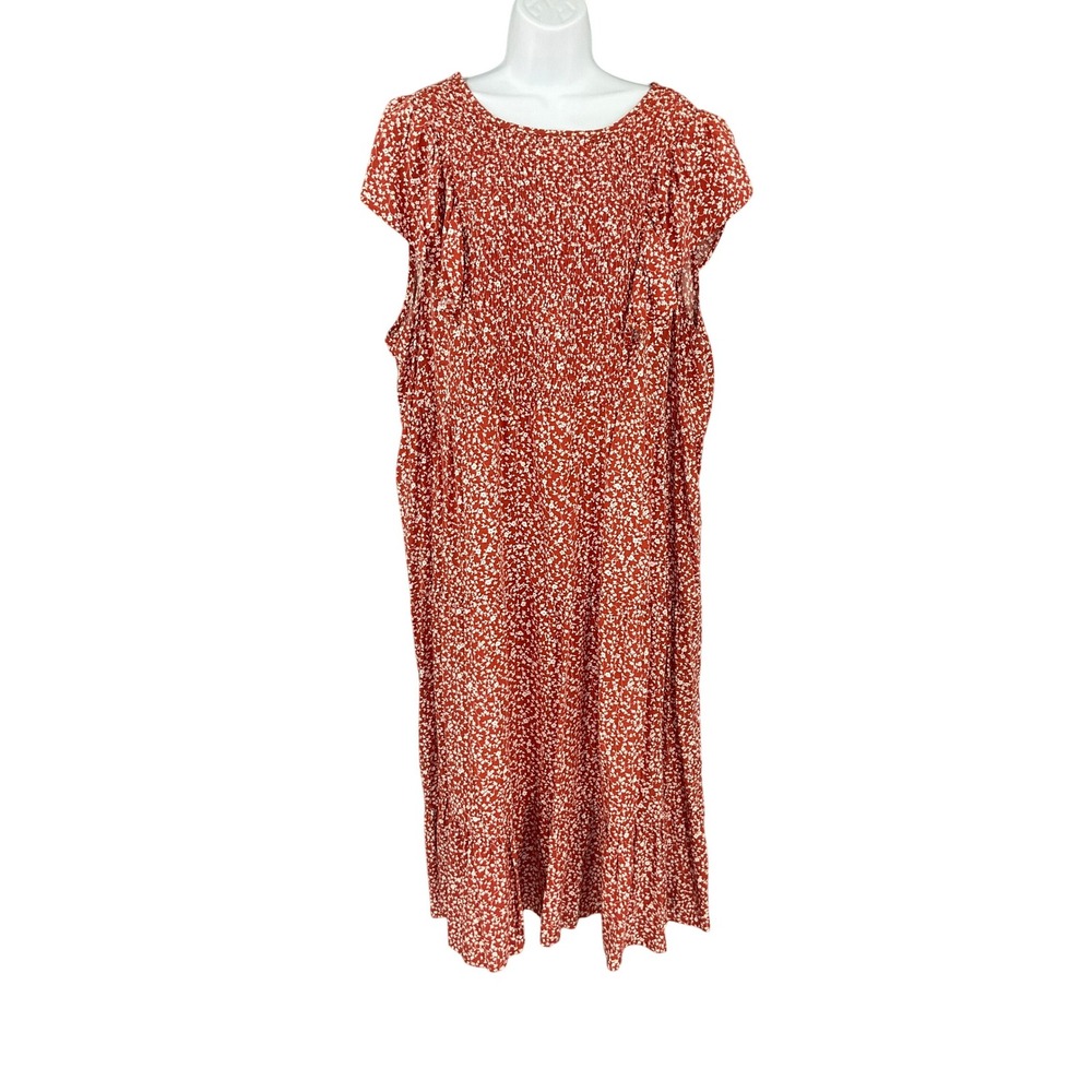 Old Navy Floral Print Maxi Dress 3X Plus Size Rust Orange Cottagecore